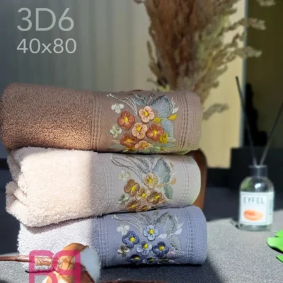 حوله دستی گلدوزی 6گل بهباف اذر 40در80