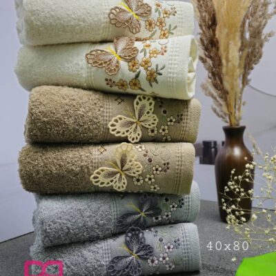 حوله دستی گلدوزی پروانه بهباف اذر 40در80