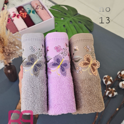 حوله دستی گلدوزی پروانه جدید بهباف اذر 40در80 سانت